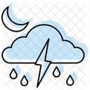 Storm Cloud Color Shadow Thinline Icon Symbol