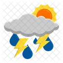 Stormy Sun Shower Cloud Thunder Rainy Day Icon