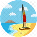 Meer Strand Berg Symbol