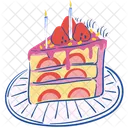 Strawberry Cake Birthday Cut Birthday Party Icon