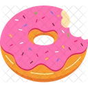 물린 자국이 있는 딸기 도넛  아이콘