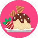 Strawberry Ice Cream Strawberry Waffle Icon