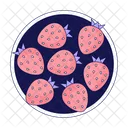 Plate Strawberry Bowl Of Strawberries Picnic Food Icon