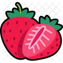 Strawberry With Half Cut Strawberry Fruit Icon
