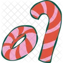 Striped Candy Red And White Sugar Stick Icon