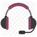 Striped Headphones With Mic Headphone Music Icon