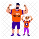 Strong Together Flexing Dad Son Icon