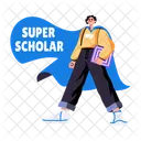Student Character Scholar Intelligent Student Icon