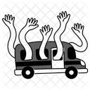 Black Monochrome School Bus Illustration Student Transport School Transportation 아이콘