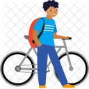 Student With Bicycle  Icon