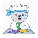 Working Bear Study Hard Bear Character Icon