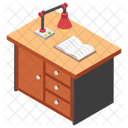 Study Table Icon - Download in Isometric Style