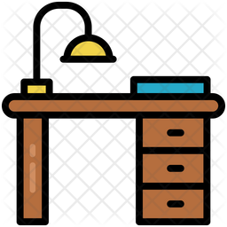 Study Table Icon - Download in Colored Outline Style