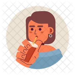 Stylish caucasian young adult woman sipping straw  Icon