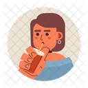Drinking With Straw Pretty Woman Coffee Enjoying Icon