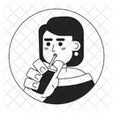 Stylish caucasian young adult woman sipping straw  アイコン