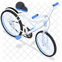 Stylish White Bicycle With Blue Accents Icon