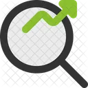 Liniendiagramm Suchen Erkunden Daten Symbol