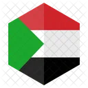 Sudan Flag Hexagon Icon