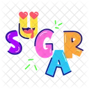 Sugar Emoji Sugar Word Sugar Letters Icon