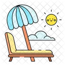 Sun Bed Beach Chair Umbrella Icon