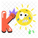 Sun Emoticon Ko Word Summer Day Icon