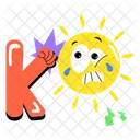 Sun Emoticon Ko Word Summer Day Icon