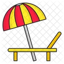 Sunbed Sun Umbrella Vacations Icon