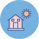 Sun With Building Building Energy Icon