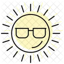 Sun With Sunglasses Color Shadow Thinline Icon Icon