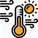 Sun With Thermometer Hot Weather High Temperatures Icon