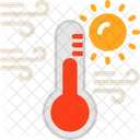 Sun With Thermometer Hot Weather High Temperatures Icon