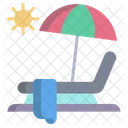 Sunbed Beach Bed Umbrella Icon