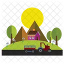 Scenery Icon Set Sunset Nature 아이콘