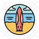 Surfboard Riding Waves Icon