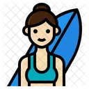 Surfing Surfer Woman Activity Lifestyle Summer Beach Icon