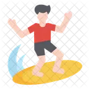 Surfing Wave Surfboard Icon