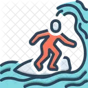Surfing Surf Riding Wave Icon