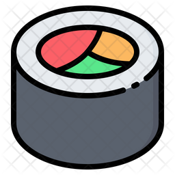 Sushi roll Icon - Download in Colored Outline Style