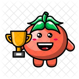 Süße Tomate bekommt goldene Trophäe Emoji Symbol