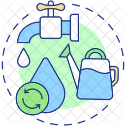 Sustainable water usage Icon - Download in Colored Outline Style