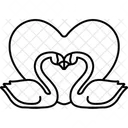Swan Two Symbol Heart  Icon