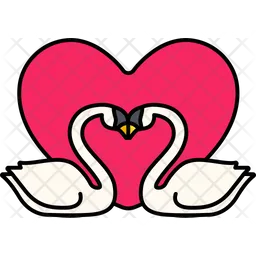 Swan Two Symbol Heart  Icon