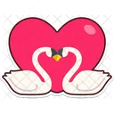 Swan Two Symbol Heart  Icon