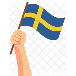 Sweden hand holding Flag Icon