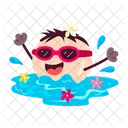 Swimming Floating Happy Icon