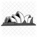 Black Monochrome Sydney Opera House Illustration Landmarks Icons Icon