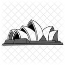 Black Monochrome Sydney Opera House Illustration Landmarks Icons Symbol