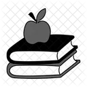 Black Monochrome Book And Apple Illustration Symbol Of Education Teacher Appreciation アイコン