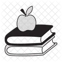 Half Tone Book And Apple Illustration Symbol Of Education Teacher Appreciation Icon